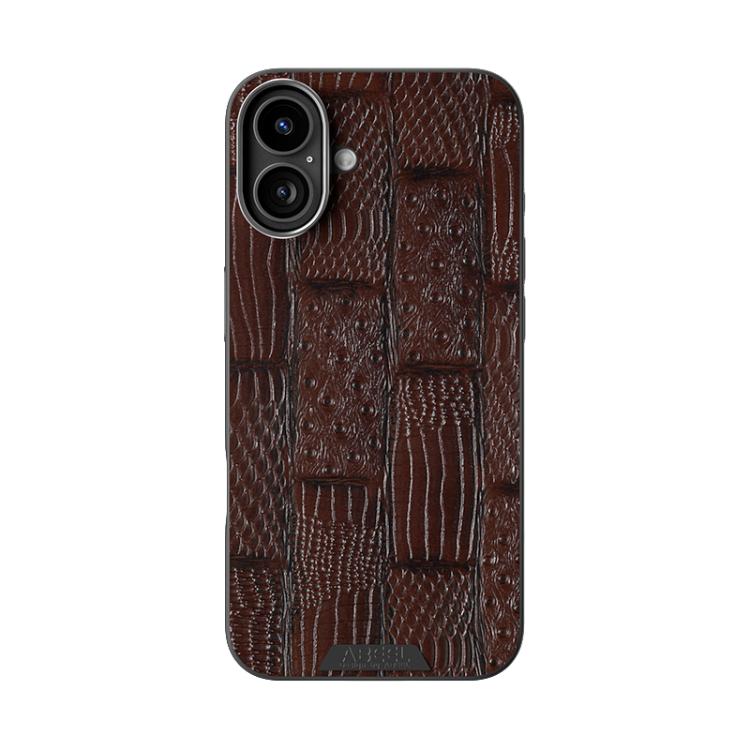 For iPhone 16 ABEEL Beast Pattern 6D Micro-Embossed MagSafe Genuine Leather Phone Case