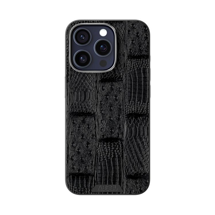 For iPhone 15 Pro Max ABEEL Beast Pattern 6D Micro-Embossed MagSafe Genuine Leather Phone Case