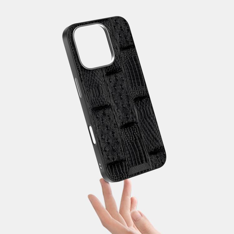 For iPhone 15 Pro ABEEL Beast Pattern 6D Micro-Embossed MagSafe Genuine Leather Phone Case