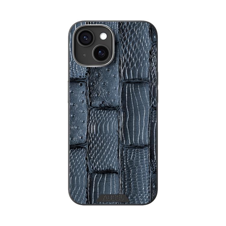 For iPhone 15 Plus ABEEL Beast Pattern 6D Micro-Embossed MagSafe Genuine Leather Phone Case