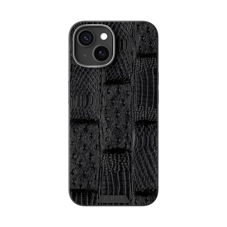 For iPhone 15 ABEEL Beast Pattern 6D Micro-Embossed MagSafe Genuine Leather Phone Case