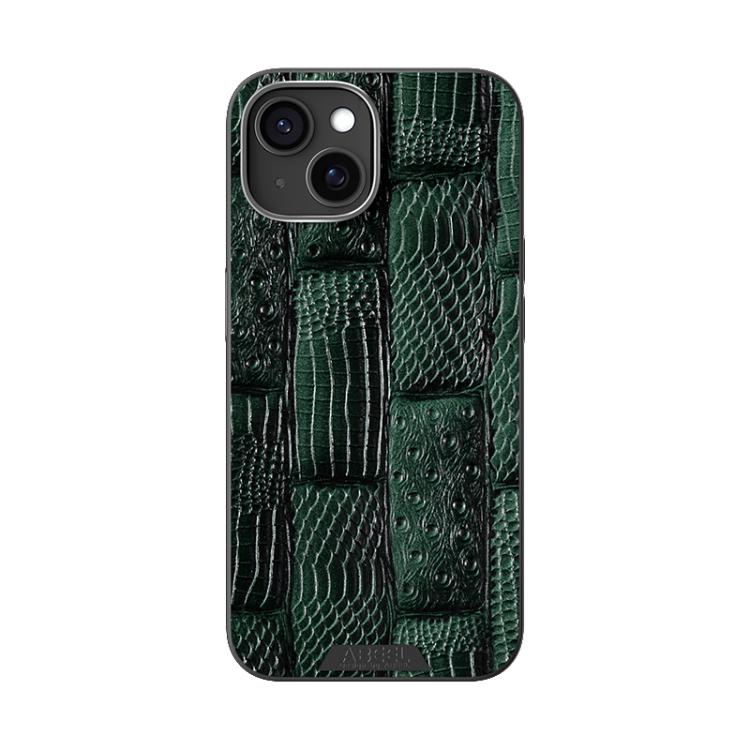 For iPhone 14 Plus ABEEL Beast Pattern 6D Micro-Embossed MagSafe Genuine Leather Phone Case