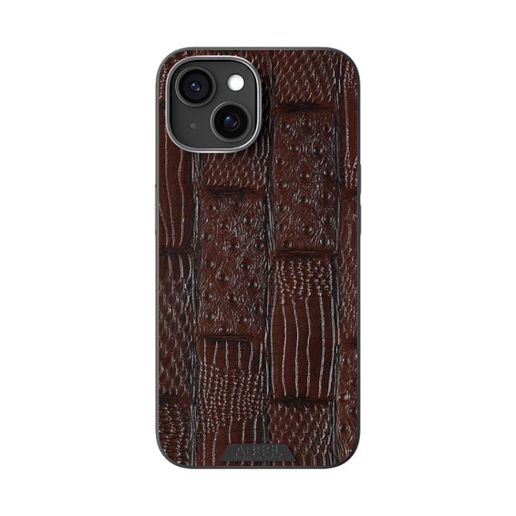 For iPhone 14 ABEEL Beast Pattern 6D Micro-Embossed MagSafe Genuine Leather Phone Case