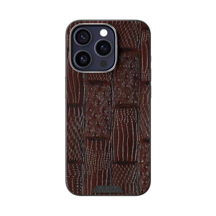 For iPhone 14 Pro ABEEL Beast Pattern 6D Micro-Embossed MagSafe Genuine Leather Phone Case