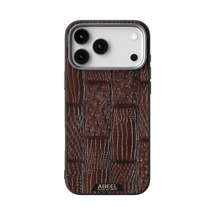 For iPhone 17 Pro ABEEL Beast Pattern 6D Micro-Embossed MagSafe Genuine Leather Phone Case