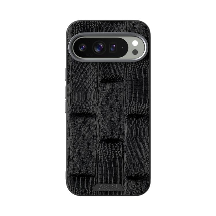 For Google Pixel 9 Pro XL ABEEL Beast Pattern 6D Micro-Embossed MagSafe Genuine Leather Phone Case