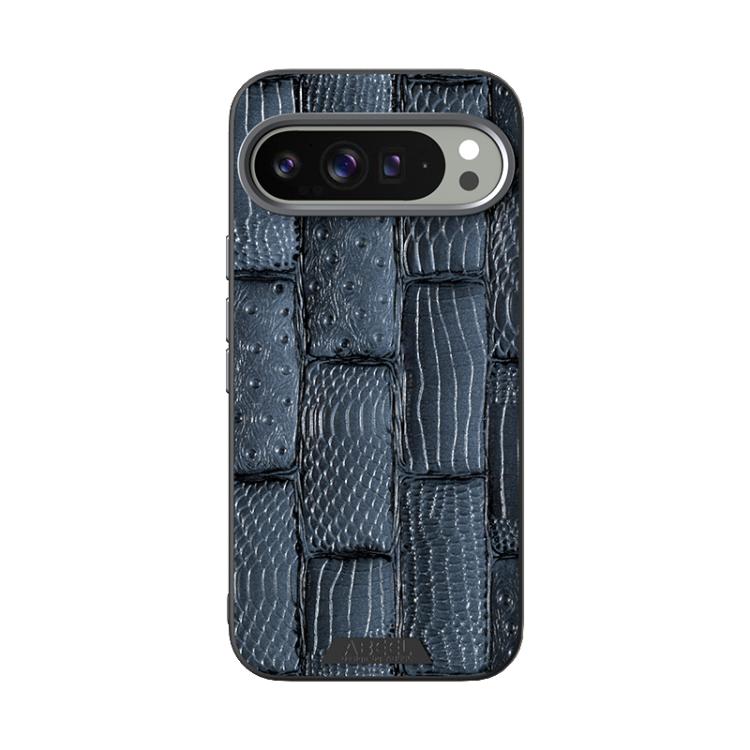For Google Pixel 9 Pro XL ABEEL Beast Pattern 6D Micro-Embossed MagSafe Genuine Leather Phone Case