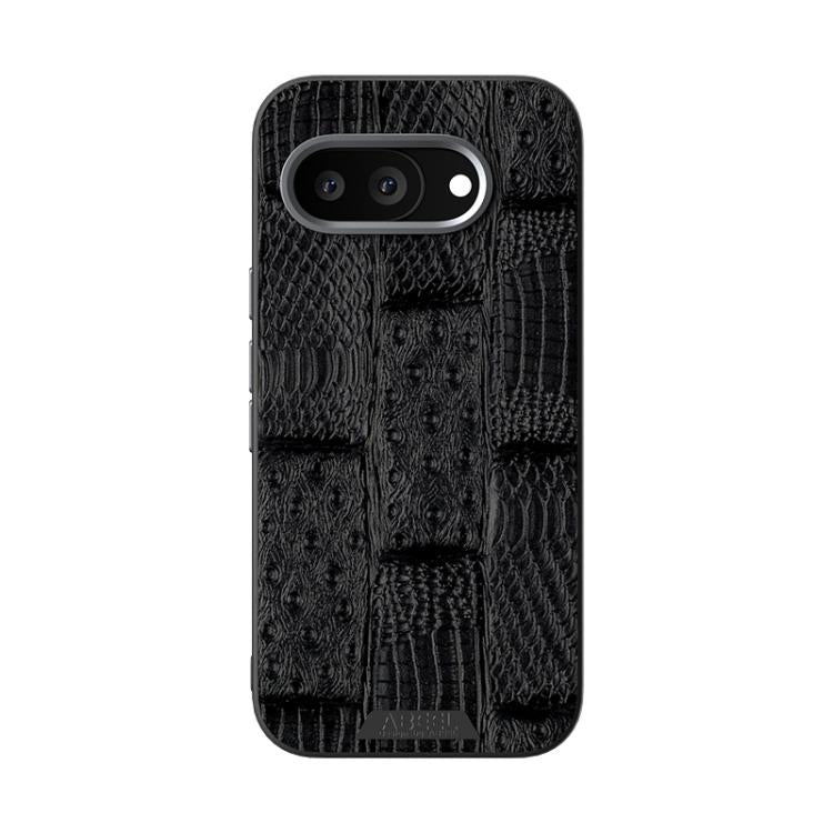 For Google Pixel 9a ABEEL Beast Pattern 6D Micro-Embossed MagSafe Genuine Leather Phone Case