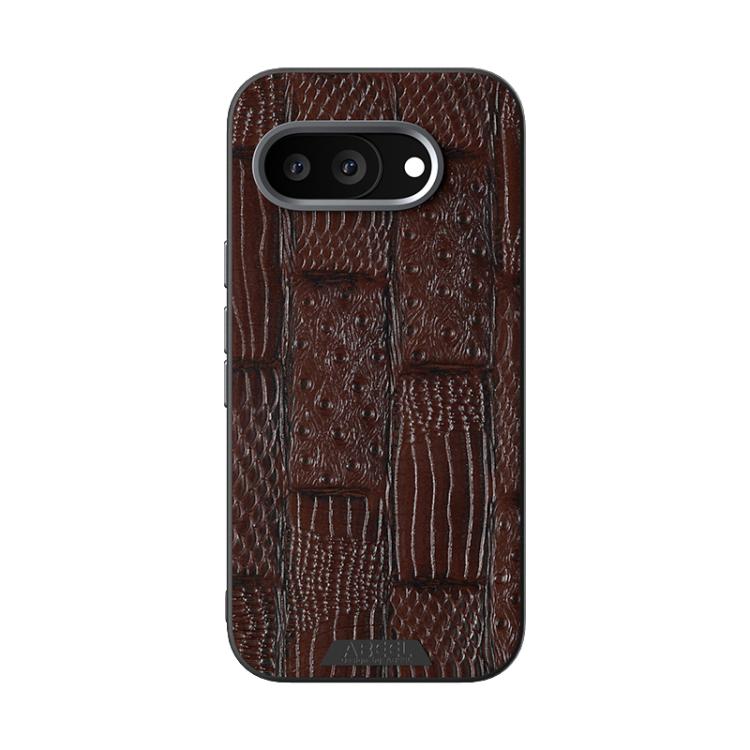 For Google Pixel 9a ABEEL Beast Pattern 6D Micro-Embossed MagSafe Genuine Leather Phone Case