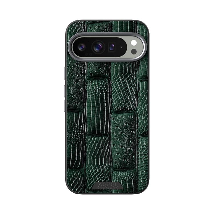 For Google Pixel 10 Pro XL ABEEL Beast Pattern 6D Micro-Embossed MagSafe Genuine Leather Phone Case