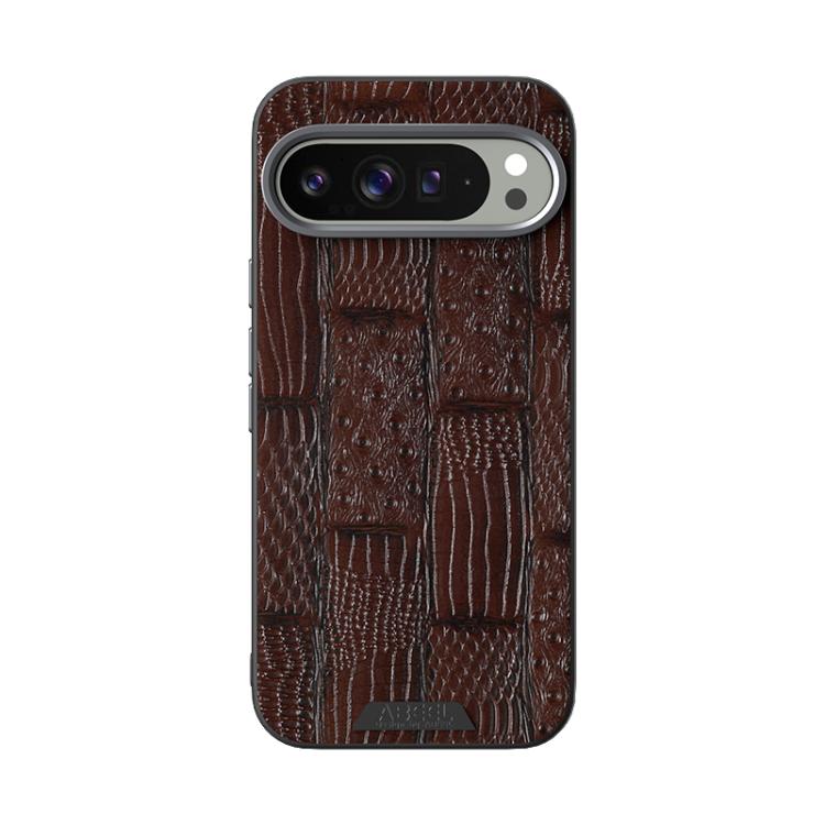 For Google Pixel 10 / 10 Pro ABEEL Beast Pattern 6D Micro-Embossed MagSafe Genuine Leather Phone Case