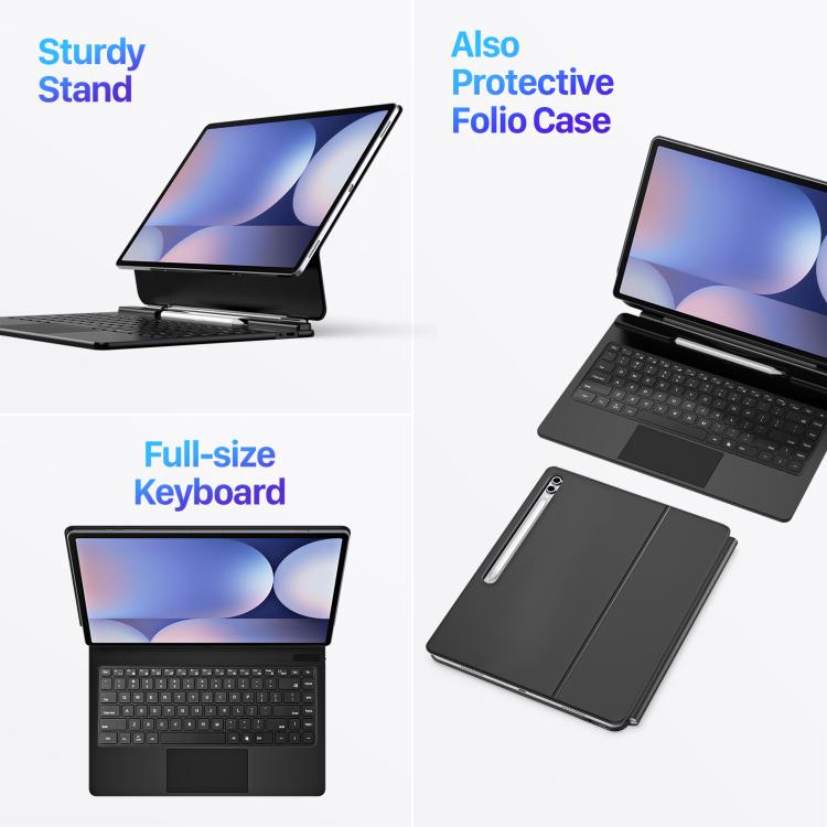For Samsung Galaxy Tab S11 Ultra DUX DUCIS MK Series Magnetic Wireless Bluetooth Keyboard Tablet Case - Black