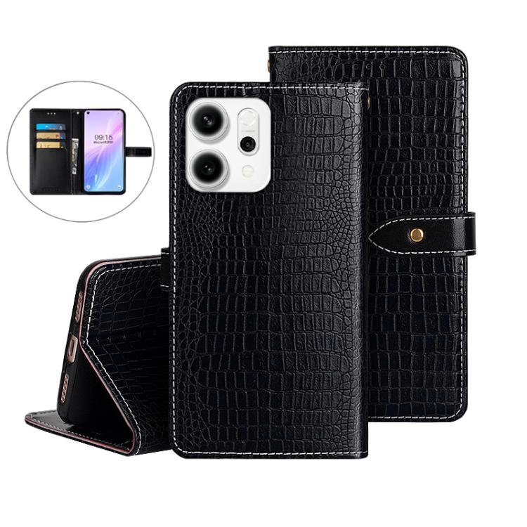 For OPPO Reno14 5G idewei Crocodile Texture Leather Phone Case