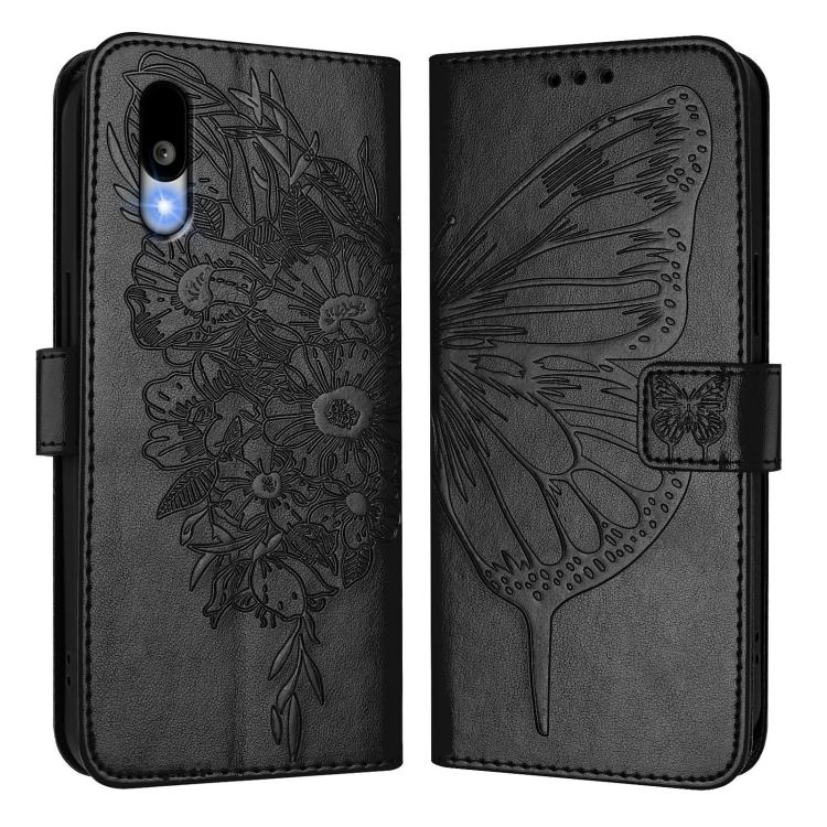 For Sharp Basio Active3 Embossed Butterfly Leather Phone Case