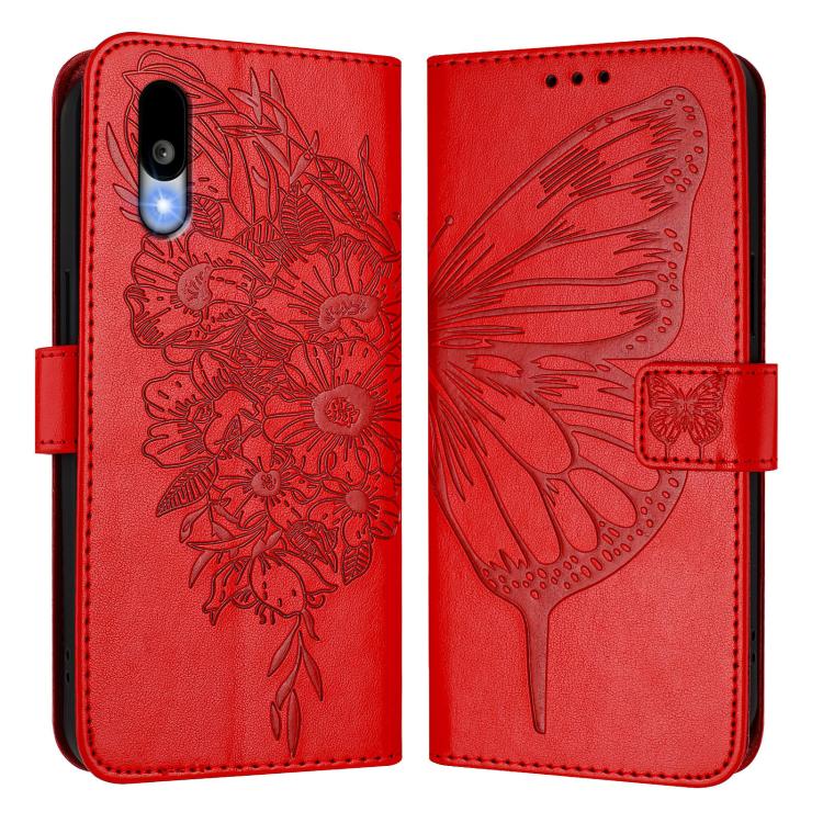 For Sharp Basio Active3 Embossed Butterfly Leather Phone Case