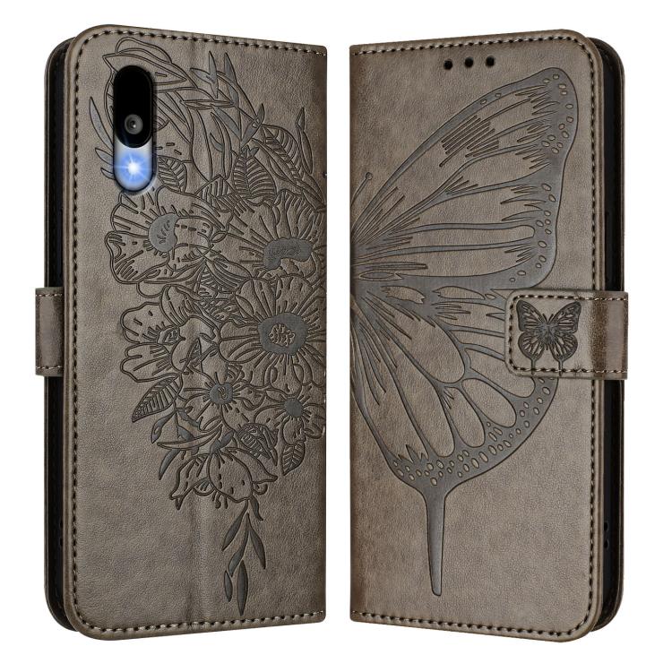 For Sharp Basio Active3 Embossed Butterfly Leather Phone Case