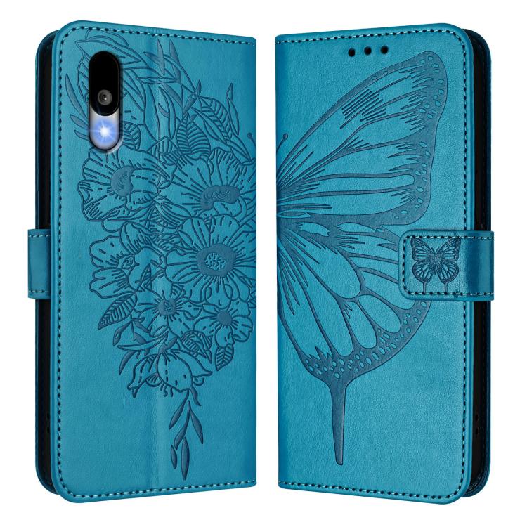 For Sharp Basio Active3 Embossed Butterfly Leather Phone Case