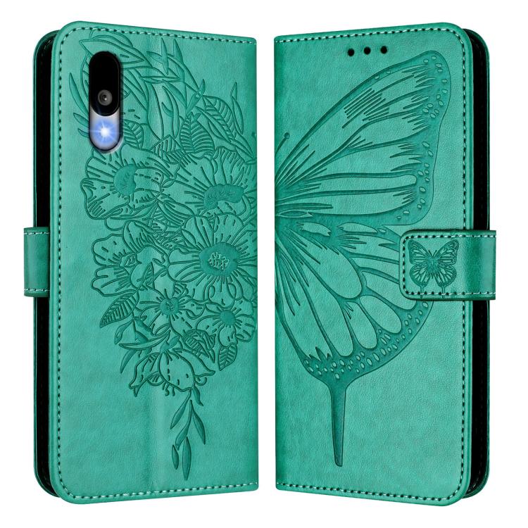 For Sharp Basio Active3 Embossed Butterfly Leather Phone Case