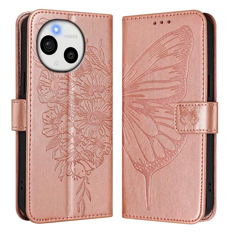 For Sharp Aquos sense10 Embossed Butterfly Leather Phone Case