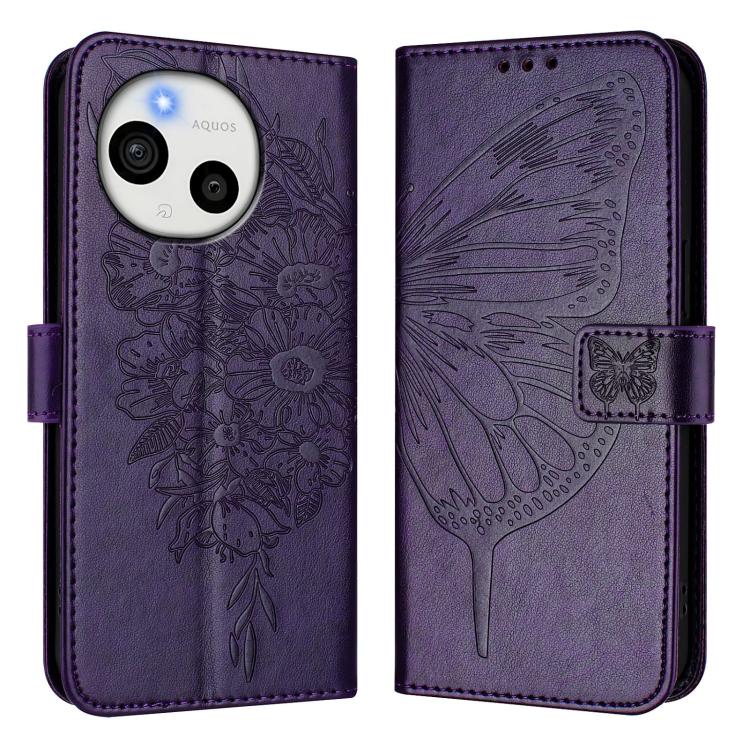 For Sharp Aquos sense10 Embossed Butterfly Leather Phone Case