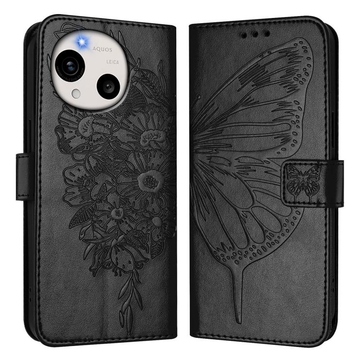For Sharp Aquos R11 Embossed Butterfly Leather Phone Case