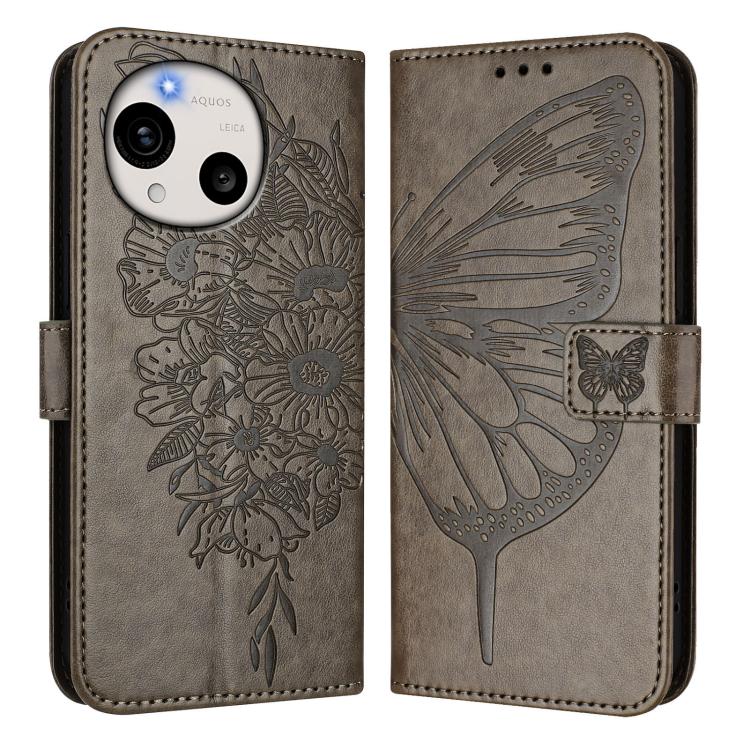 For Sharp Aquos R11 Embossed Butterfly Leather Phone Case