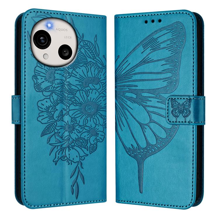 For Sharp Aquos R11 Embossed Butterfly Leather Phone Case