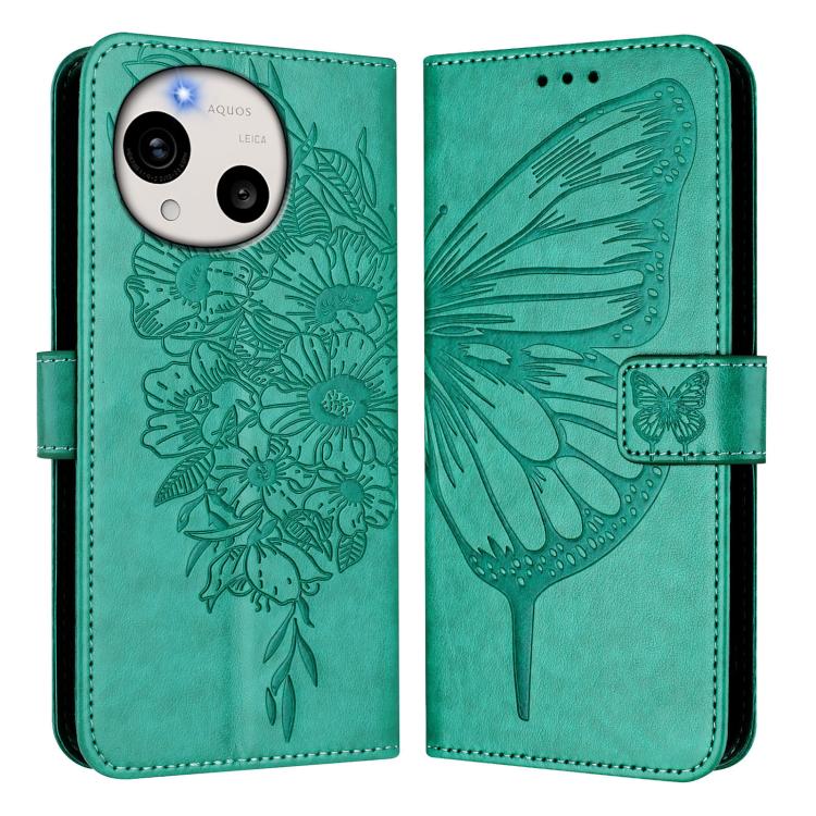 For Sharp Aquos R11 Embossed Butterfly Leather Phone Case