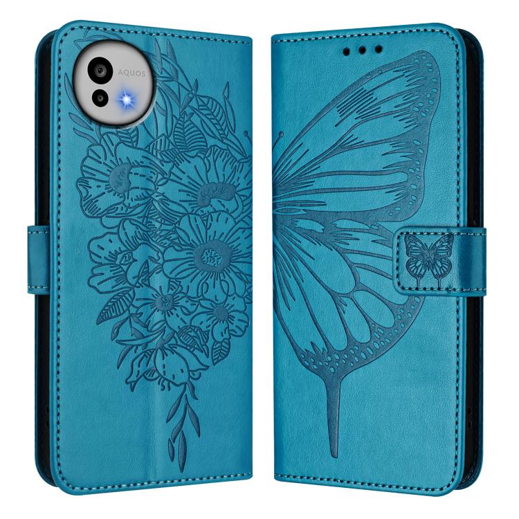 For Sharp Aquos wish6 Embossed Butterfly Leather Phone Case