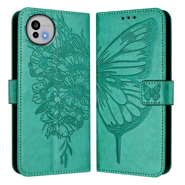 For Sharp Aquos wish6 Embossed Butterfly Leather Phone Case