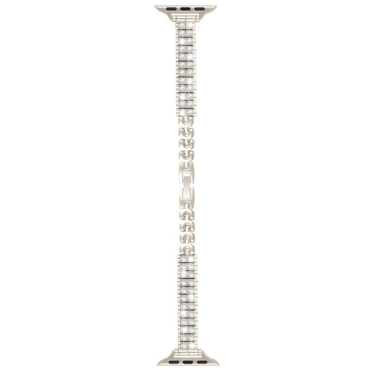 For Apple Watch 46mm / 49mm / 45mm / 44mm Slim Train Section Diamond Metal Watch Band