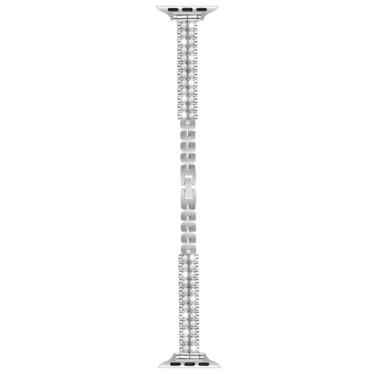 For Apple Watch 42mm / 41mm / 40mm / 38mm Slim Train Section Diamond Metal Watch Band