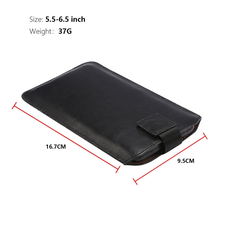 Ultra-thin Simple Drawstring  Horizontal Plate Hanging Waist Phone Waist Pack Leather Case, Suitable for 5.5-6.5 inch Smartphones