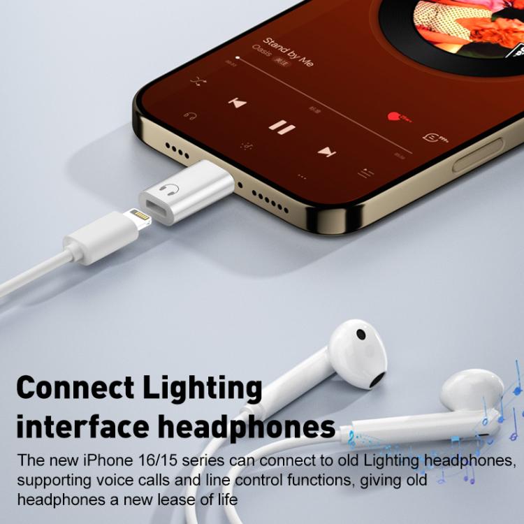 Type-C Male to 8 Pin Female Hi-Fi Audio Earphone Adapter - White