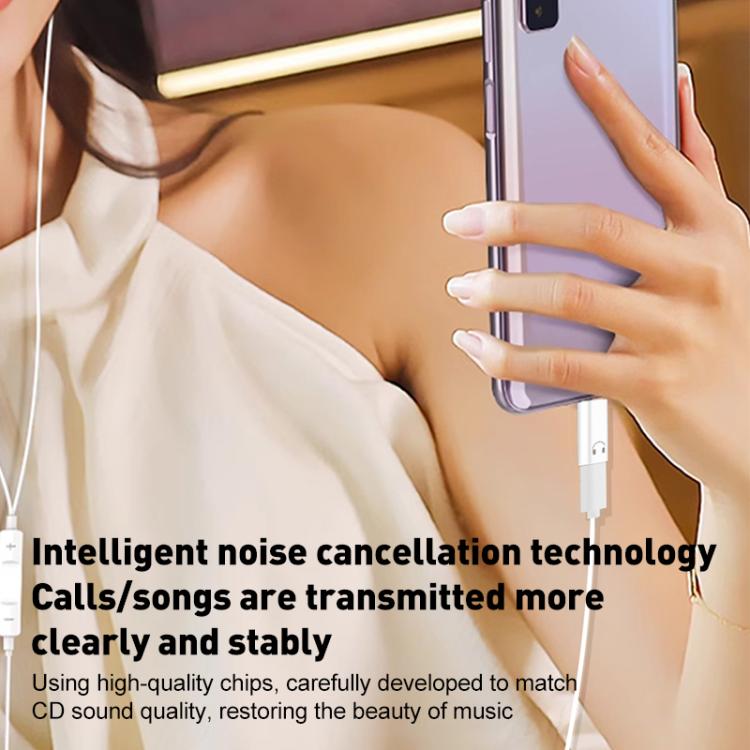 Type-C Male to 8 Pin Female Hi-Fi Audio Earphone Adapter - White
