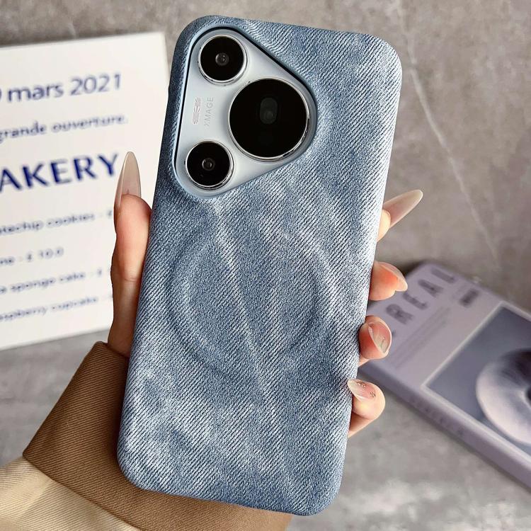 For Huawei Pura 70 Pro Denim MagSafe Magnetic PC + PU Phone Case