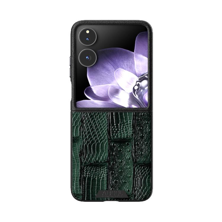 For Xiaomi Mix Flip ABEEL Beast Pattern 6D Micro-Embossed MagSafe Genuine Leather Phone Case