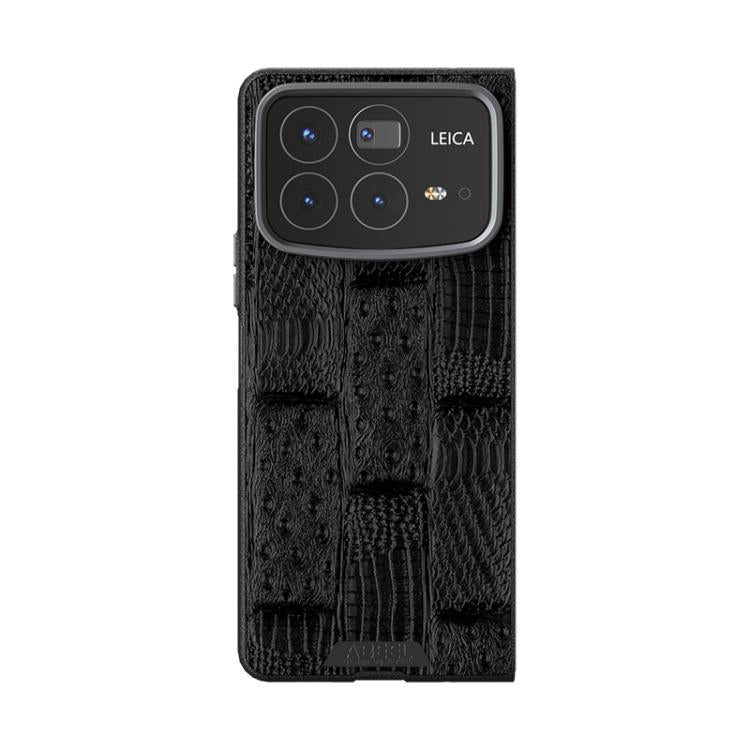 For Xiaomi Mix Fold 4 ABEEL Beast Pattern 6D Micro-Embossed MagSafe Genuine Leather Phone Case