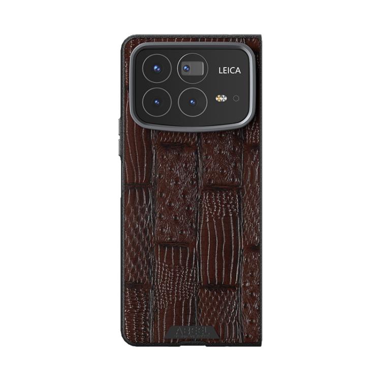 For Xiaomi Mix Fold 4 ABEEL Beast Pattern 6D Micro-Embossed MagSafe Genuine Leather Phone Case