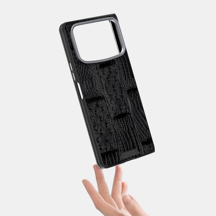 For Xiaomi Mix Fold 4 ABEEL Beast Pattern 6D Micro-Embossed MagSafe Genuine Leather Phone Case