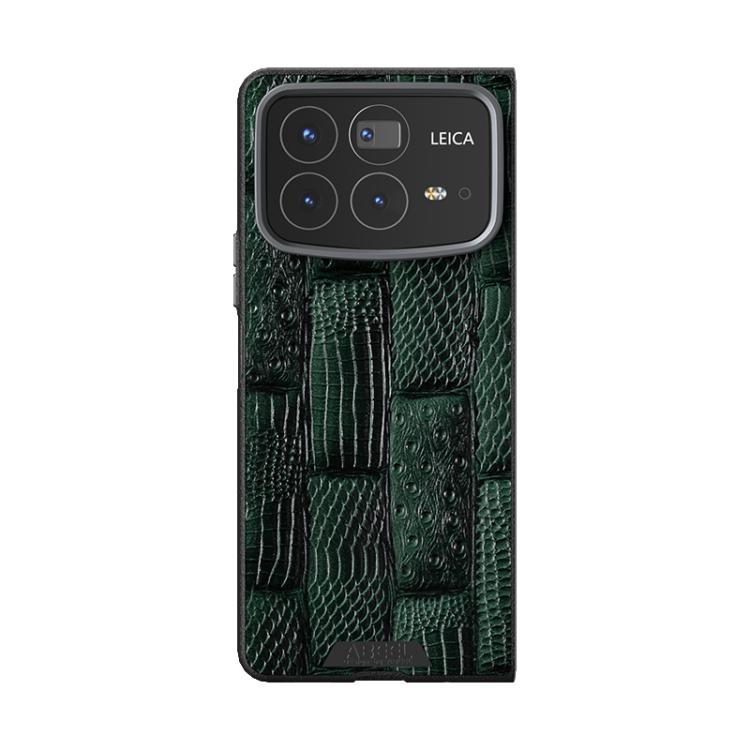 For Xiaomi Mix Fold 4 ABEEL Beast Pattern 6D Micro-Embossed MagSafe Genuine Leather Phone Case