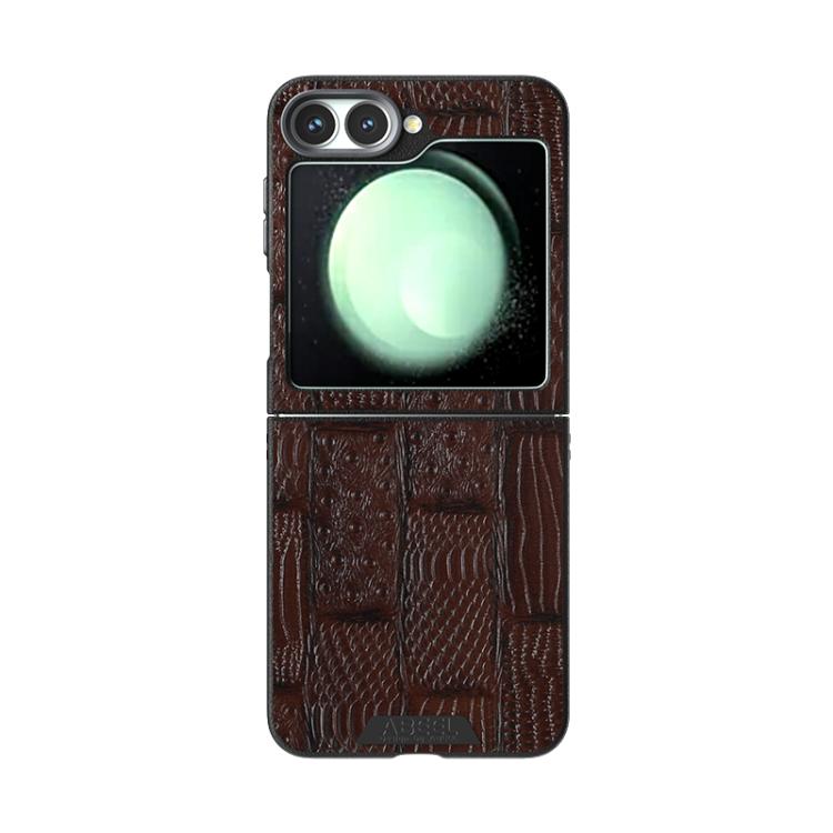 For Samsung Galaxy Z Flip5 5G ABEEL Beast Pattern 6D Micro-Embossed MagSafe Genuine Leather Phone Case