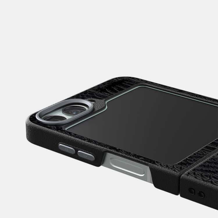For Samsung Galaxy Z Flip5 5G ABEEL Beast Pattern 6D Micro-Embossed MagSafe Genuine Leather Phone Case