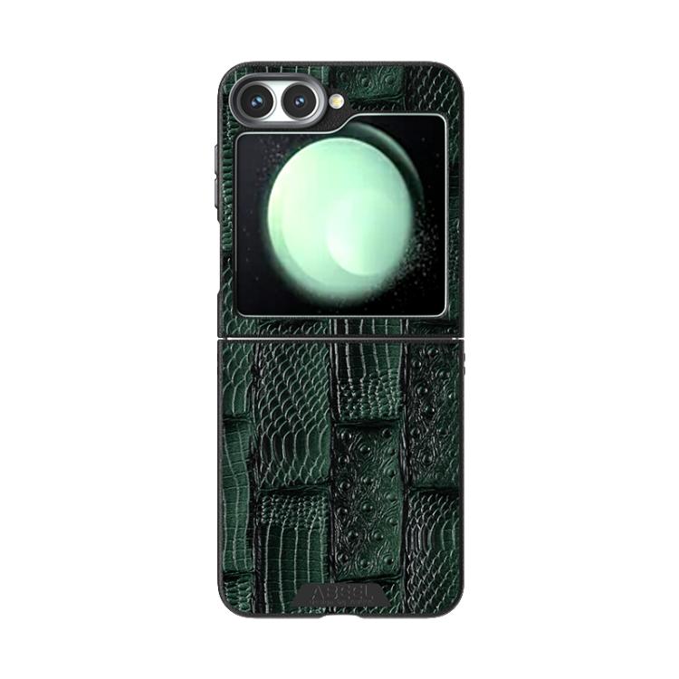 For Samsung Galaxy Z Flip5 5G ABEEL Beast Pattern 6D Micro-Embossed MagSafe Genuine Leather Phone Case