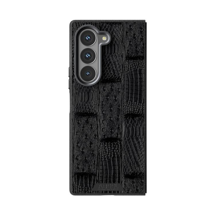 For Samsung Galaxy Z Fold6 5G ABEEL Beast Pattern 6D Micro-Embossed MagSafe Genuine Leather Phone Case