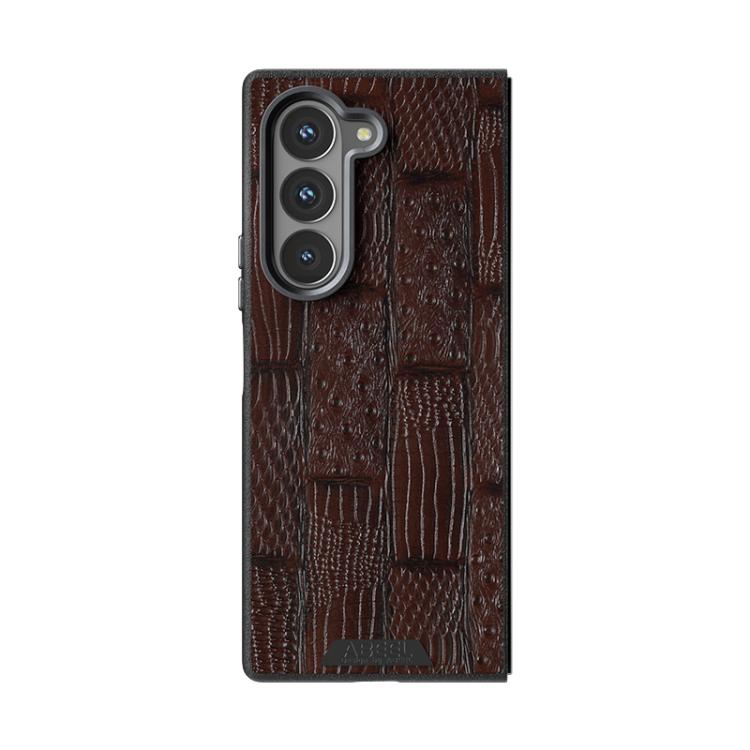 For Samsung Galaxy Z Fold6 5G ABEEL Beast Pattern 6D Micro-Embossed MagSafe Genuine Leather Phone Case