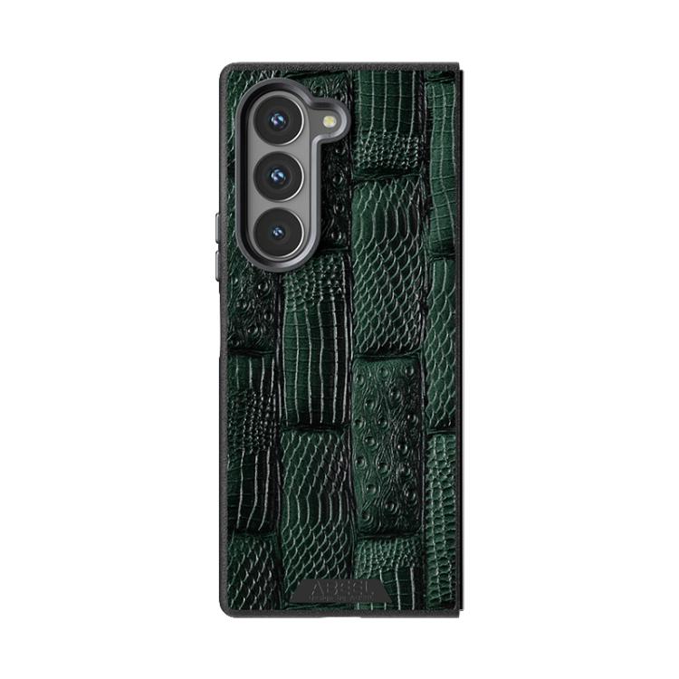 For Samsung Galaxy Z Fold6 5G ABEEL Beast Pattern 6D Micro-Embossed MagSafe Genuine Leather Phone Case