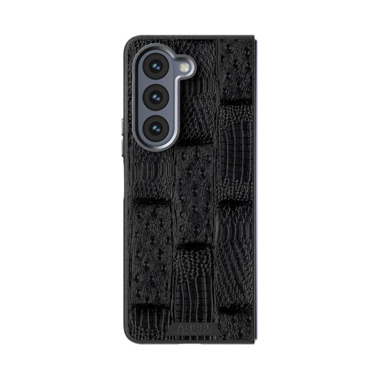 For Samsung Galaxy Z Fold5 5G ABEEL Beast Pattern 6D Micro-Embossed MagSafe Genuine Leather Phone Case
