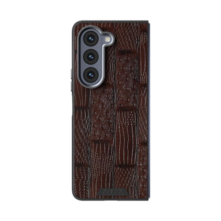 For Samsung Galaxy Z Fold5 5G ABEEL Beast Pattern 6D Micro-Embossed MagSafe Genuine Leather Phone Case