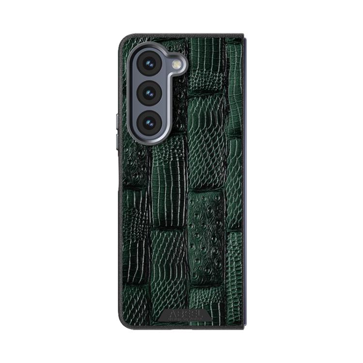 For Samsung Galaxy Z Fold5 5G ABEEL Beast Pattern 6D Micro-Embossed MagSafe Genuine Leather Phone Case